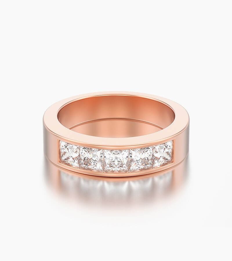 Gold Ring Set With Five Rubies